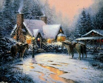 Christmas Cottage Wallpaper