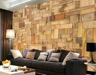 3d Stacking Wood Mosaic Wall Murals Wallpaper Decal Decor Home Kids