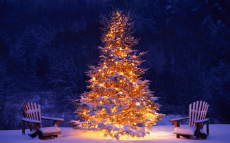 Wallpaper Christmas Tree Chairs Winter