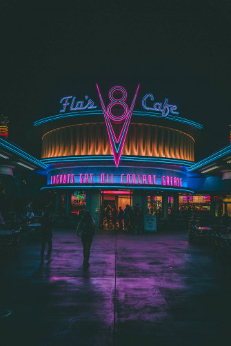 Cars Cafe Aesthetic Purple Neon Computer Screen Wallpaper