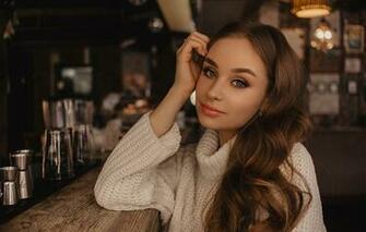 Wallpaper Look Pose Girl Bar Sweater Victoria Rusko Image