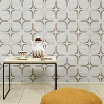 60s Retro Square Motif Vintage Pattern Textured Wallpaper Rsb