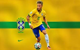 HD Background Neymar Jr Brazil Flag Football Yellow Jersey