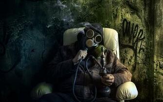 Anarchy Marijuana Ween Bong Gas Mask Dark Drugs Sadic Wallpaper