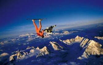 Wallpaper The Sky Clouds Snow Mountains Parachute Container