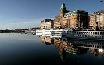 Wallpaper River Reflection Stockholm Sweden