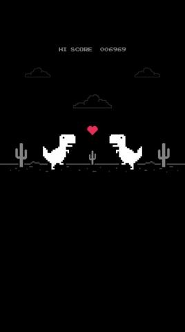 T Rex Game Love Black Wallpaper Cute