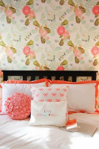 College Watercolor Peony Wallpaper Interior Design