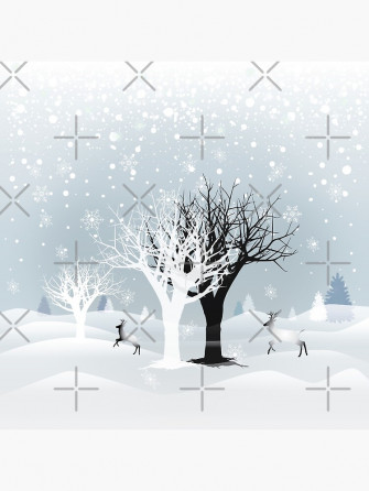 Hello Winter Holiday Reindeer Snowy Forest Wallpaper For Gifts T