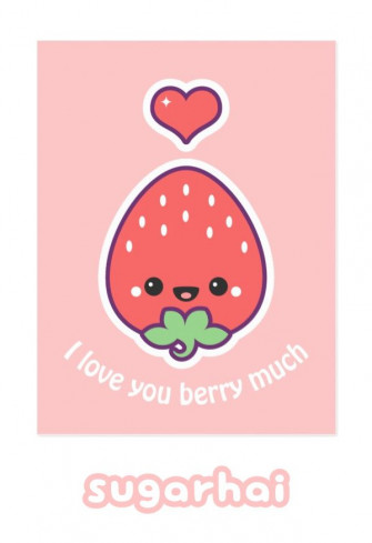 Strawberry Cute Postcard Kawaii