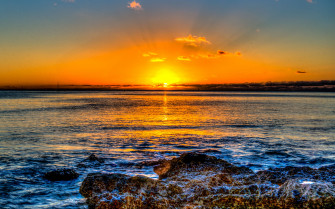 Wallpaper Sunset Horizon Sea Surf Hawaii