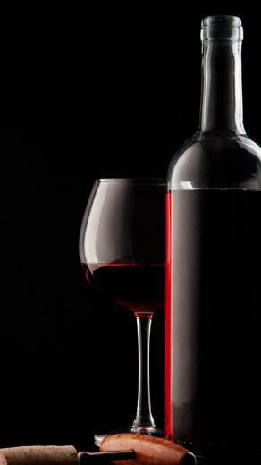 Red Wine Glass Bottle And Corkscrew iPhone Wallpaper