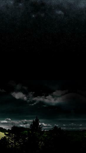 Full Moon Night Darkness Stars Wood Clouds Wallpaper Background