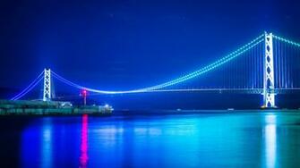 Bridge Lit At Night Widescreen Wallpaper Wide Net