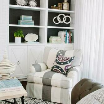 Wallpaper On Back Of Shelves Living Room With Grasscloth