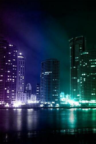 Colorful City Lights iPhone 4s Wallpaper