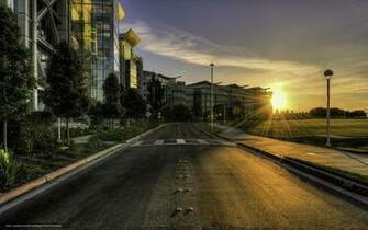 Wallpaper City Street Sunset Desktop In The