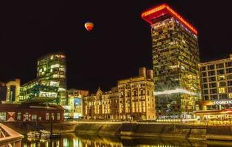 Wallpaper The Sky Night Lights Balloon Building Home Germany
