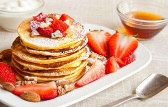 Wallpaper Berries Strawberry Nuts Pancakes Image For