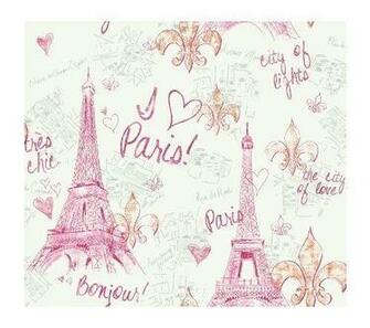 Pw3910 Girl Power Paris Wallpaper White Background Pink Or