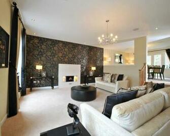Delete White Beige Black Lounge Front Room Wallpaper Cushions