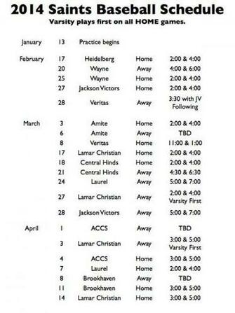 Saints Schedule Prentiss Christian