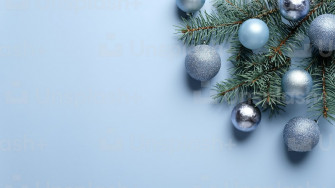 Elegant Christmas Composition With Blue And Silver Balls