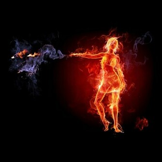 Vector Burning Fire Girl Wallpaper iPad iPhone