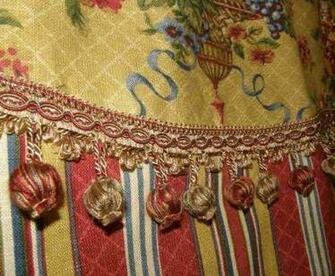French Country Custom Valance Curtain Waverly Floral Toile Stripe Red
