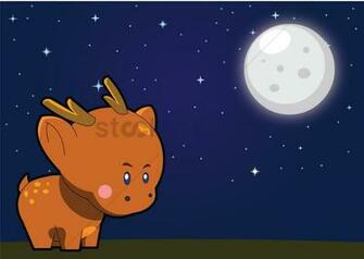 Deer Over A Moonlit Background Vector Image Stockunlimited