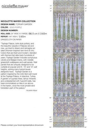 Topkapi Garden Gold Purple Wallpaper Yard Panel The Nicolette