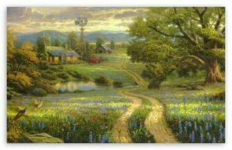 Country Living By Thomas Kinkade HD Desktop Wallpaper High