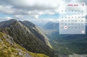 April Calendar For With A The Mountains And Landscape
