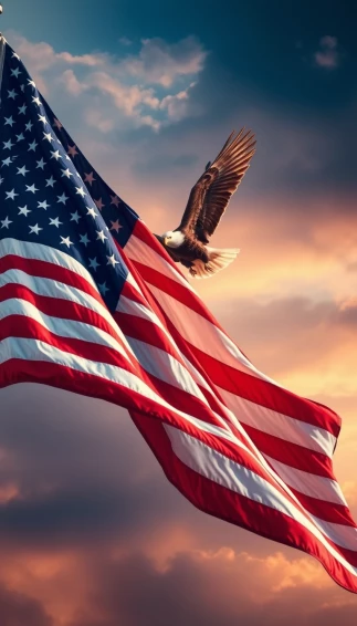 American Flag With Eagle Wallpaper
