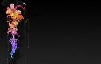 Flowers Abstract Floral Black Background Wallpaper