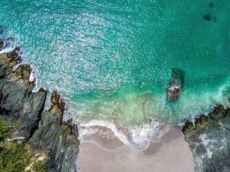 Green Sea Beach Aerial Wallpaper In