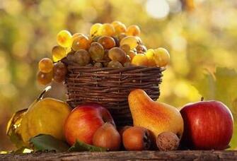 Wallpaper Still Life Apple Pear Grape Quince Fruit Walnut