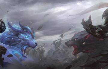 Wallpaper Flag Sword Axe Leo Wolf Battle Armor Art League