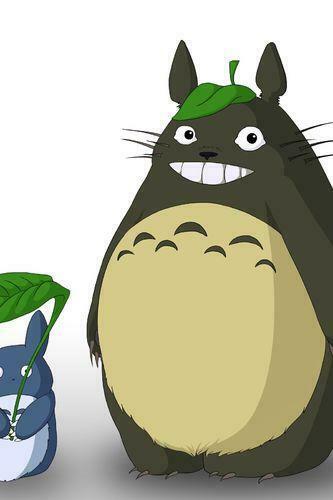 Totoro And Friends With Leafs Wallpaper For iPhone