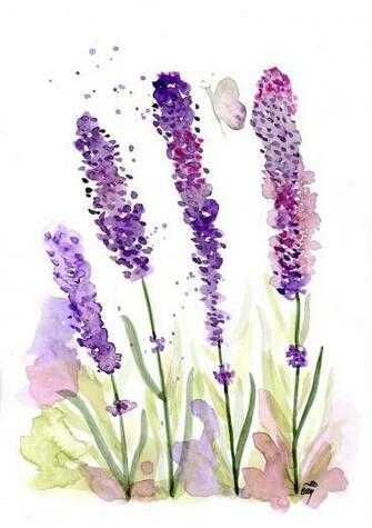 Lavender Watercolour Flowers Purple Art Watercolor Print