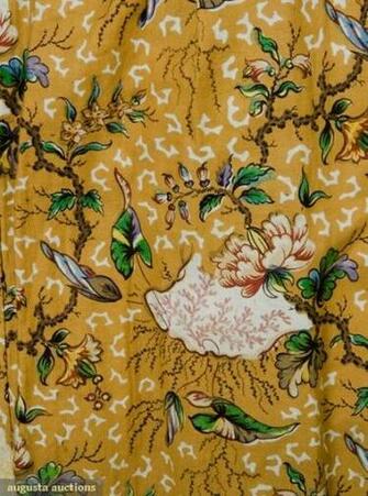Augusta Auctions Tasha Tudor Coll Seaweed And Floral Print On Mustard