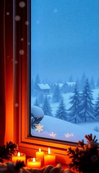 Cozy Winter Snowstorm Outside Wallpaper