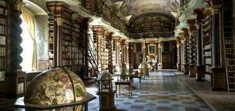 Baroque Library Hall With Ceiling Artwork By Jan Hiebl Clementinum