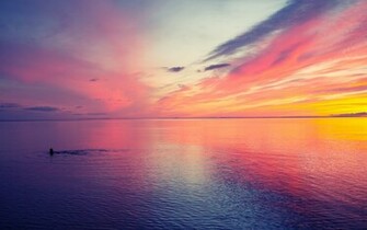 Beautiful Sunset At Sea Wallpaper Stock