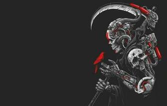 Wallpaper Minimalism Skull Robot Bird Braid Art Cyborg