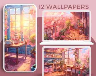 Ghibli Pink Dreamy Wallpaper Meadow Pastel