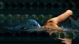 Wallpaper Swimmer Swimming Pool Night