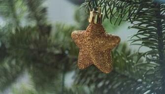 Wallpaper Tree Star Decoration New Year
