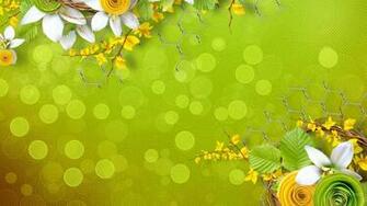Green And Yellow Flowers Collage HD Wallpaper