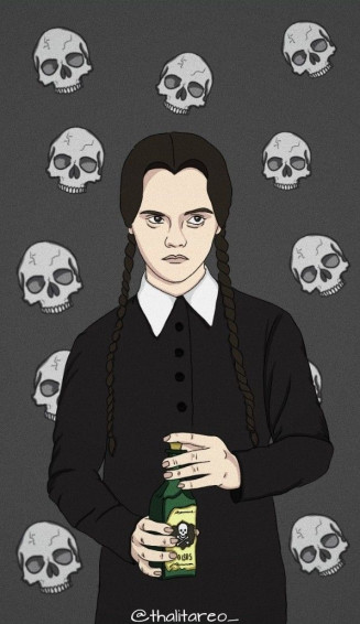 Wallpaper Wandinha Addams Fam Lia